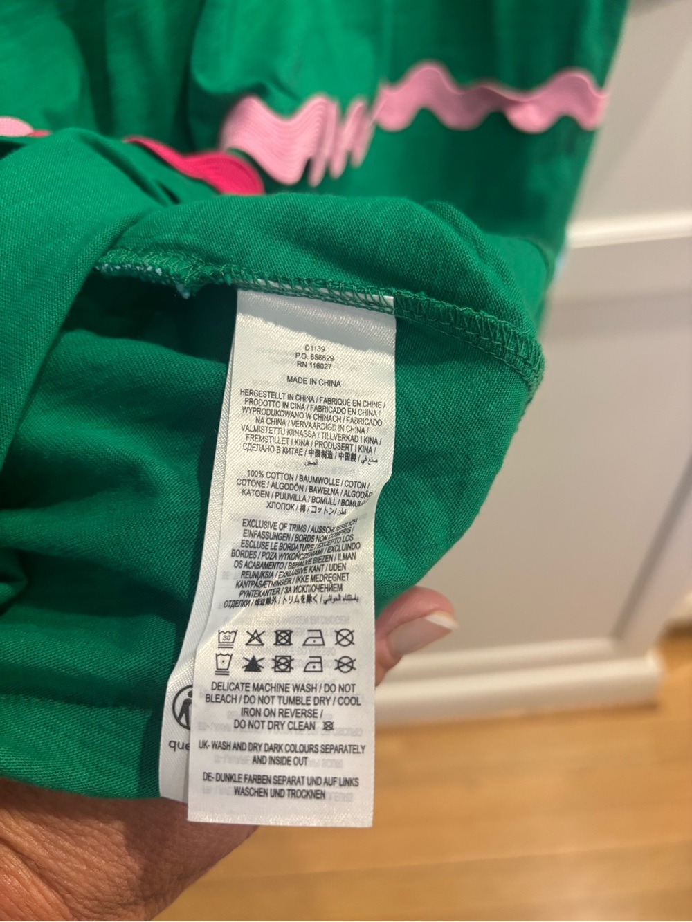 Boden Emerald Green Tunic Dress with Pink Trim - Picture 5 of 7